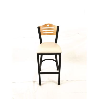 Eagle Series Barstool, Supports Up to 300 lb, 28.5" Seat Height, Cream Seat, Natural Back, Black Base1