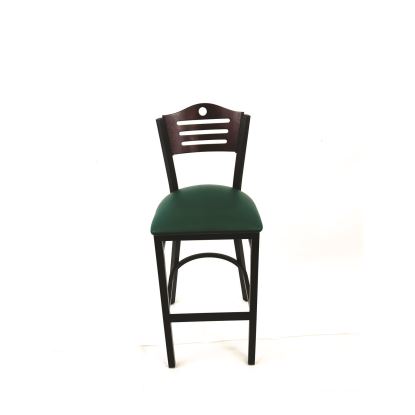 Eagle Series Barstool, Supports Up to 300 lb, 28.5" Seat Height, Green Seat, Dark Mahogany Back, Black Base1