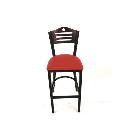 Eagle Series Barstool, Supports Up to 300 lb, 28.5" Seat Height, Red Seat, Dark Mahogany Back, Black Base1