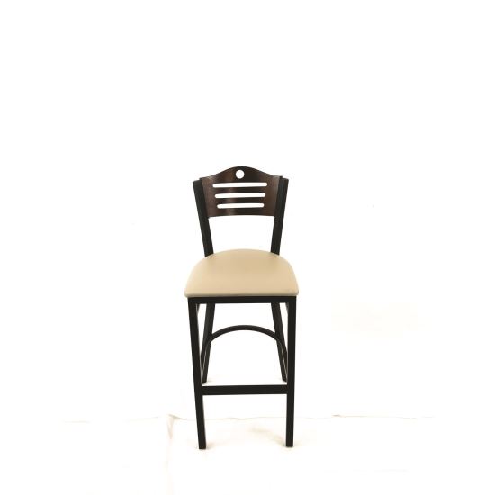 Eagle Series Barstool, Supports Up to 300 lb, 28.5" Seat Height, Taupe Seat, Dark Walnut Back, Black Base1