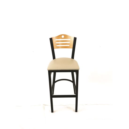 Eagle Series Barstool, Supports Up to 300 lb, 28.5" Seat Height, Taupe Seat, Natural Back, Black Base1