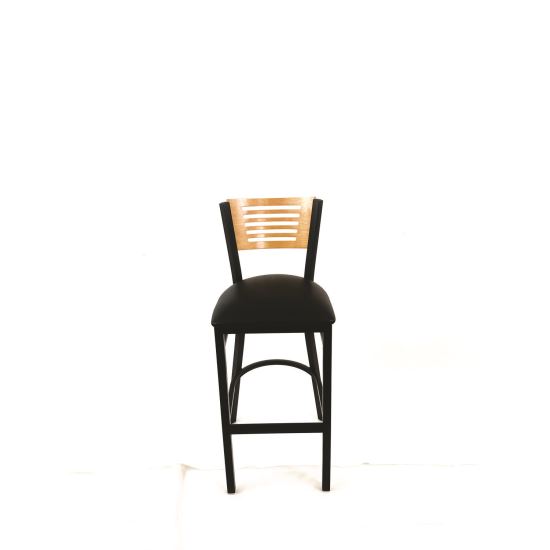 Jones River Series Barstool, Supports Up to 300 lb, 28.5" Seat Height, Black Seat, Natural Back, Black Base1