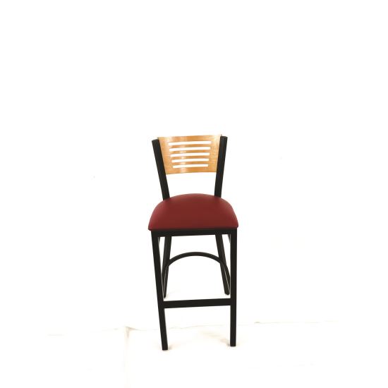 Jones River Series Barstool, Supports Up to 300 lb, 28.5" Seat Height, Burgundy Seat, Natural Back, Black Base1