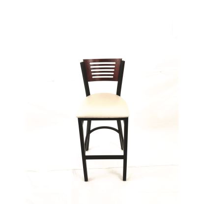 Jones River Series Barstool, Supports Up to 300 lb, 28.5" Seat Height, Cream Seat, Dark Mahogany Back, Black Base1