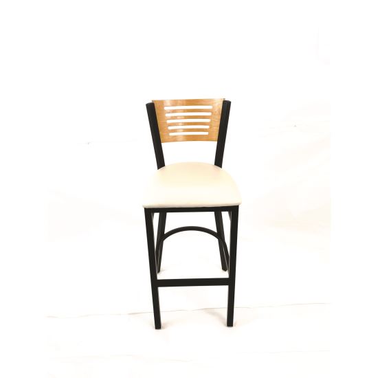 Jones River Series Barstool, Supports Up to 300 lb, 28.5" Seat Height, Cream Seat, Natural Back, Black Base1