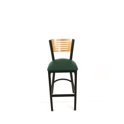 Jones River Series Barstool, Supports Up to 300 lb, 28.5" Seat Height, Green Seat, Natural Back, Black Base1