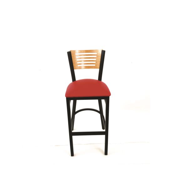 Jones River Series Barstool, Supports Up to 300 lb, 28.5" Seat Height, Red Seat, Natural Back, Black Base1