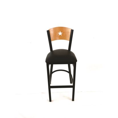 Liberty Series Barstool, Supports Up to 300 lb, 28.5" Seat Height, Black Seat, Natural Back, Black Base1