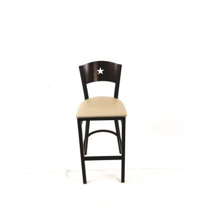 Liberty Series Barstool, Supports Up to 300 lb, 28.5" Seat Height, Taupe Seat, Dark Mahogany Back, Black Base1