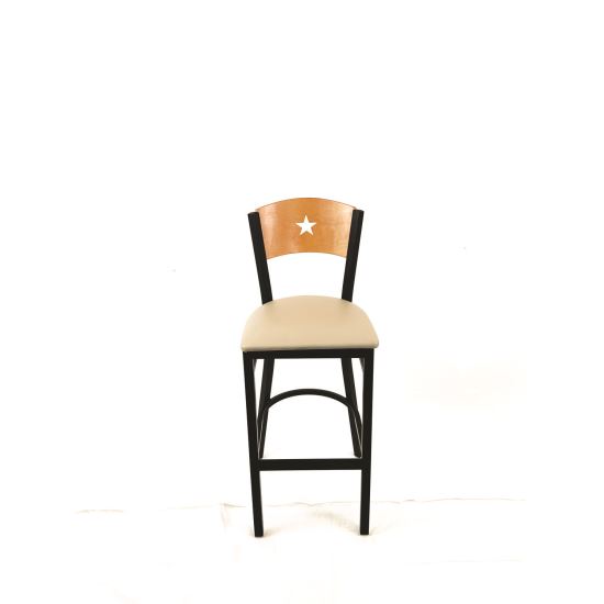 Liberty Series Barstool, Supports Up to 300 lb, 28.5" Seat Height, Taupe Seat, Natural Back, Black Base1