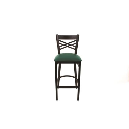 X Series Barstool, Supports Up to 300 lb, 29.5" Seat Height, Green Seat, Black Back, Black Base1