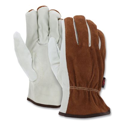 Dual Leather Industrial Gloves, Cream, X-Large, 12 Pairs1