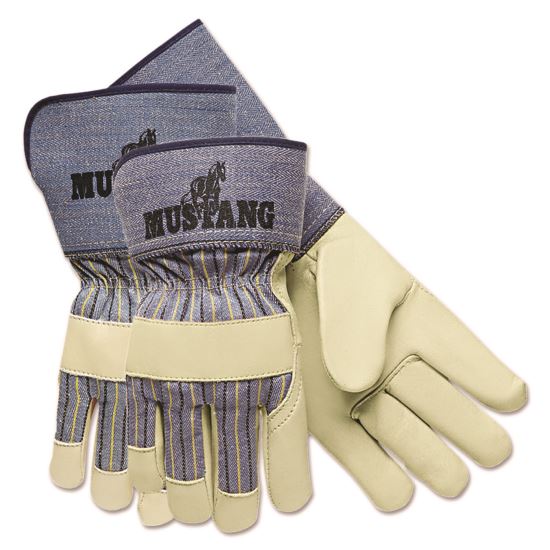 Mustang Premium Grain-Leather Gloves, 4.5" Gauntlet Cuff, Large, Dozen1