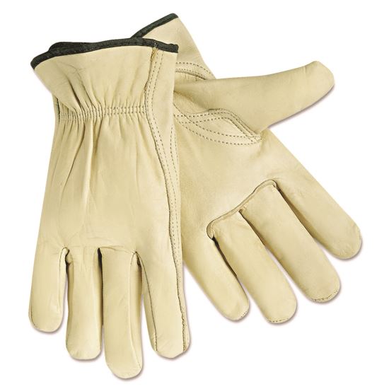 Economy Leather Drivers Gloves, White, Large, 12 Pairs1