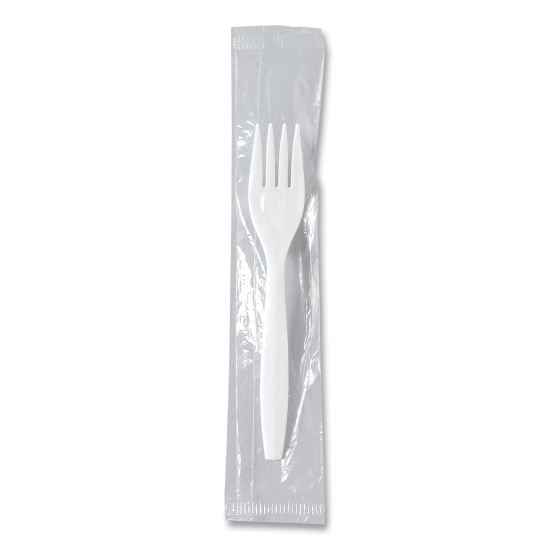 Regal Mediumweight Cutlery, Individually Wrapped, Fork, Plastic, White, 1,000/Carton1