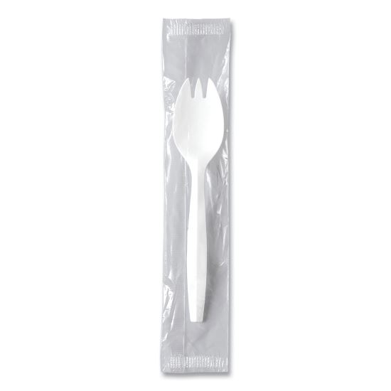 Regal Mediumweight Cutlery, Individually Wrapped, Spork, Plastic, White, 1,000/Carton1