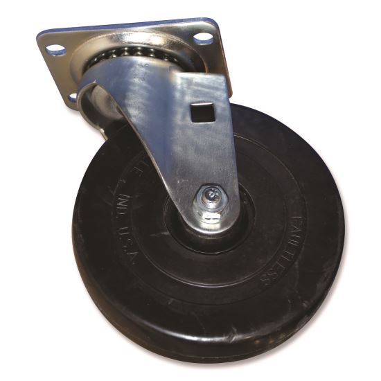 Replacement Plate Casters, 3.63" x 2.88" Swivel Mount Plate, 5" Wheel, Black1