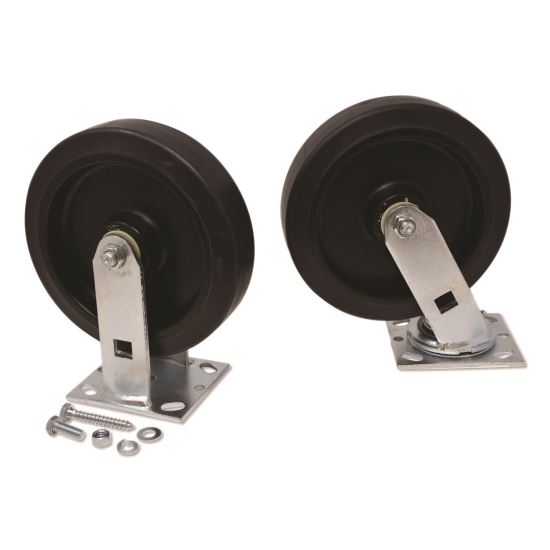 Replacement Plate Casters, 4" x 4.5" Swivel/Rigid Mount Plate, 8" Wheel, Black, 4 /Set1