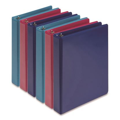 Economy Round Ring View Binders, 3 Rings, 1" Capacity, 8.5 x 5.5, Assorted, 6/Carton1