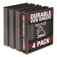 Durable D-Ring View Binders, 3 Rings, 1.5" Capacity, 11.5" x 8.5", Black, 4/Pack1