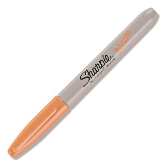 Neon Permanent Markers, Fine Bullet Tip, Neon Orange1