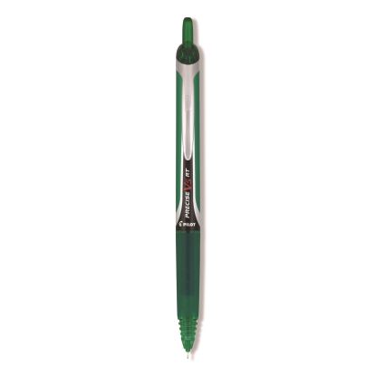 Precise V5RT Rollerball Pen, Retractable, Extra-Fine 0.5 mm, Green Ink, Green/Silver Barrel1