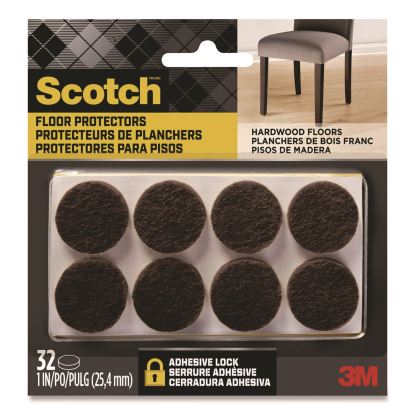 Felt Pad Protectors, 1" Diameter, Brown, 32/Pack1