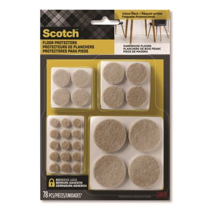 Felt Pad Protectors, Assorted Round, Beige, 78/Pack1