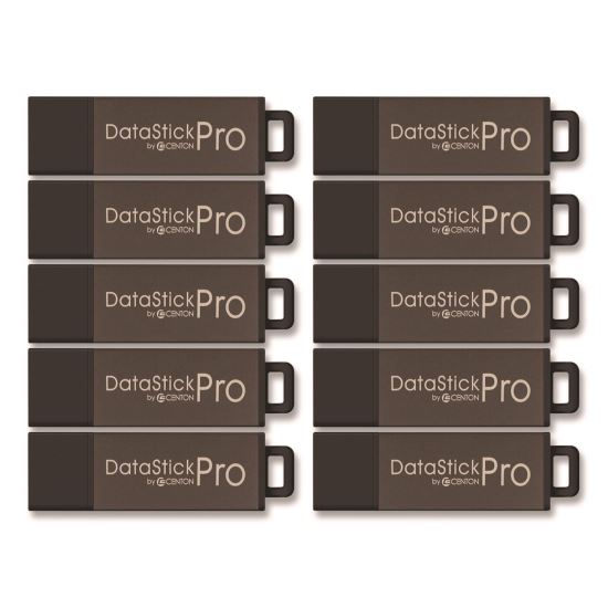 DataStick Pro USB 2.0 Type A Flash Drive, 8 GB, Gray, 10/Pack1