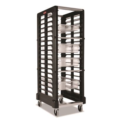 End Loader Rack for Food Boxes and Sheet Pans, 18 Rack, Plastic, 23.75" x 28.75" x 67.88", Black1