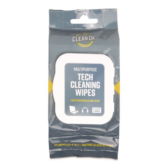 ScreenDr Device and Screen Cleaning Wipes, 10-Ply, 6.88" x 3.9", Unscented, White/Gray, 20/Pack1