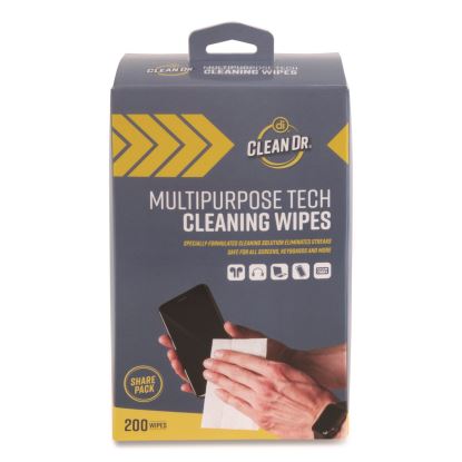 ScreenDr Multipurpose Tech Cleaning Wipes, 10-Ply, 7 x 4, Unscented, White, 200/Pack1