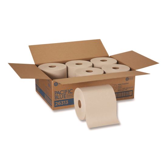 Pacific Blue Basic Recycled Paper Towel Roll, 1-Ply, 7.87 " x 1,000 ft, Brown, 6/Carton1