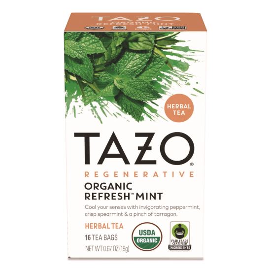 Tea Bags, Organic Refresh Mint, 16/Box1