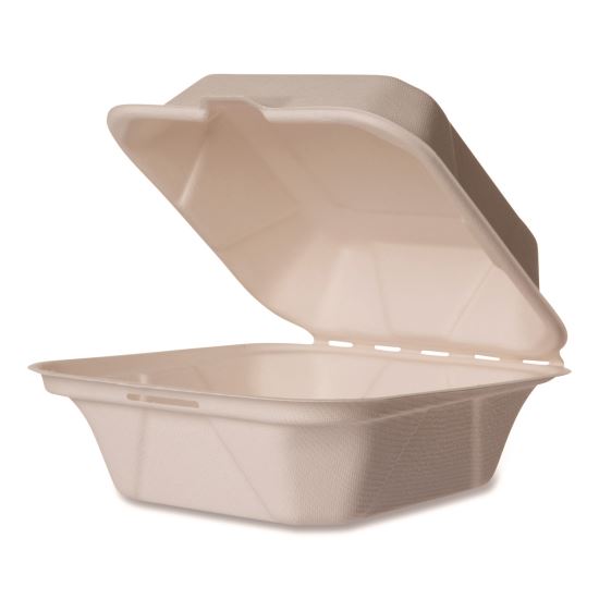 Nourish Molded Fiber Takeout Containers, Compostable, 5.9 x 5.9 x 2.9, White, Sugarcane, 400/Carton1