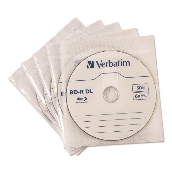 CD/DVD Sleeves, White, 50/Pack1