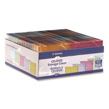 Slim Cases, CD/DVD, Assorted Colors, 100/Pack1