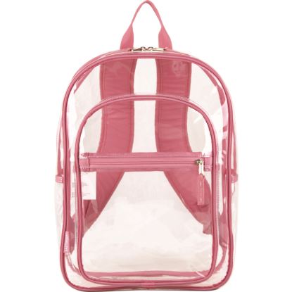 Clear with Color Trim Backpack, 11.5" x 5" x 16.5", Clear/Pink1