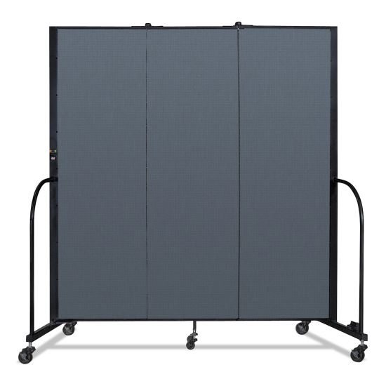Portable Room Divider, 5 ft 9" x 0.75" x 6 ft, Vinyl/Fiberglass/Steel, Blue1