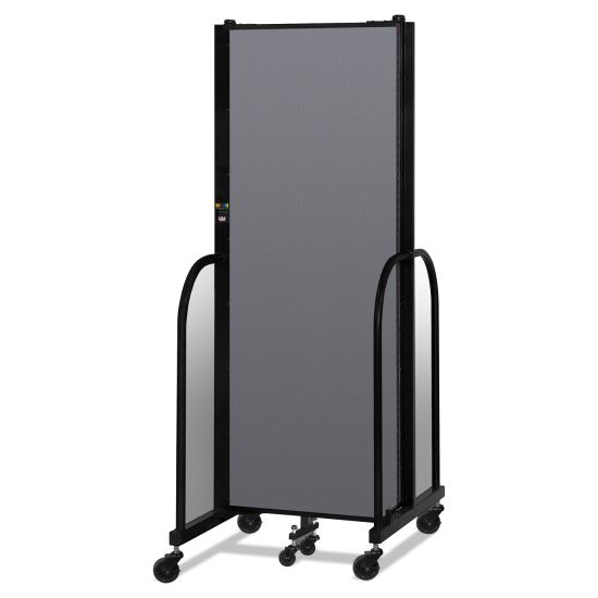 Portable Room Divider, 5 ft 9" x 0.75" x 6 ft, Vinyl/Fiberglass/Steel, Gray1