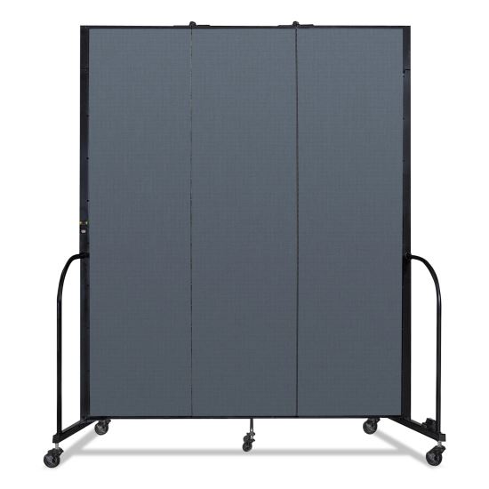 Portable Room Divider, 5 ft 9" x 0.75" x 7 ft 4", Vinyl/Fiberglass/Steel, Blue1