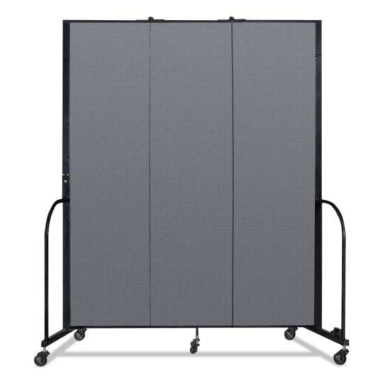 Portable Room Divider, 5 ft 9" x 0.75" x 7 ft 4", Vinyl/Fiberglass/Steel, Gray1