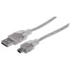 Manhattan 333412 USB cable USB 2.0 70.9" (1.8 m) USB A Mini-USB B Silver1