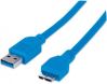 Manhattan USB 3.0, A/Micro-B, 1 m USB cable USB 3.2 Gen 1 (3.1 Gen 1) 39.4" (1 m) USB A Micro-USB B Blue1