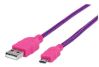 Manhattan 394031 USB cable USB 2.0 70.9" (1.8 m) USB A Micro-USB B Pink, Purple1