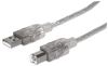 Manhattan 340458 USB cable USB 2.0 118.1" (3 m) USB A USB B Silver1