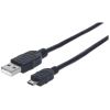 Manhattan 325684 USB cable USB 2.0 118.1" (3 m) USB A Micro-USB B Black1