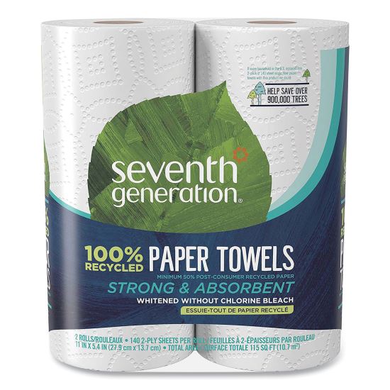 100% Recycled Paper Kitchen Towel Rolls, 2-Ply, 11 x 5.4, 140 Sheets/Roll, 2 Rolls/Pack, 12 Packs/Carton1