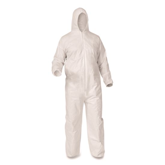 KGA35 Liquid and Particle Protection Coveralls, Elastic Wrists, Ankles and Hood, 4X-Large, White, 25/Carton1