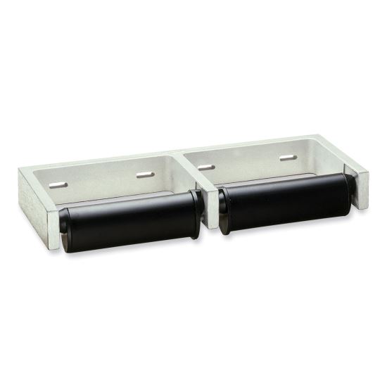 ClassicSeries Toilet Tissue Dispenser for Two Rolls, Controlled Delivery, 12.5 x 4 86 x 1.5, Black/Aluminum1